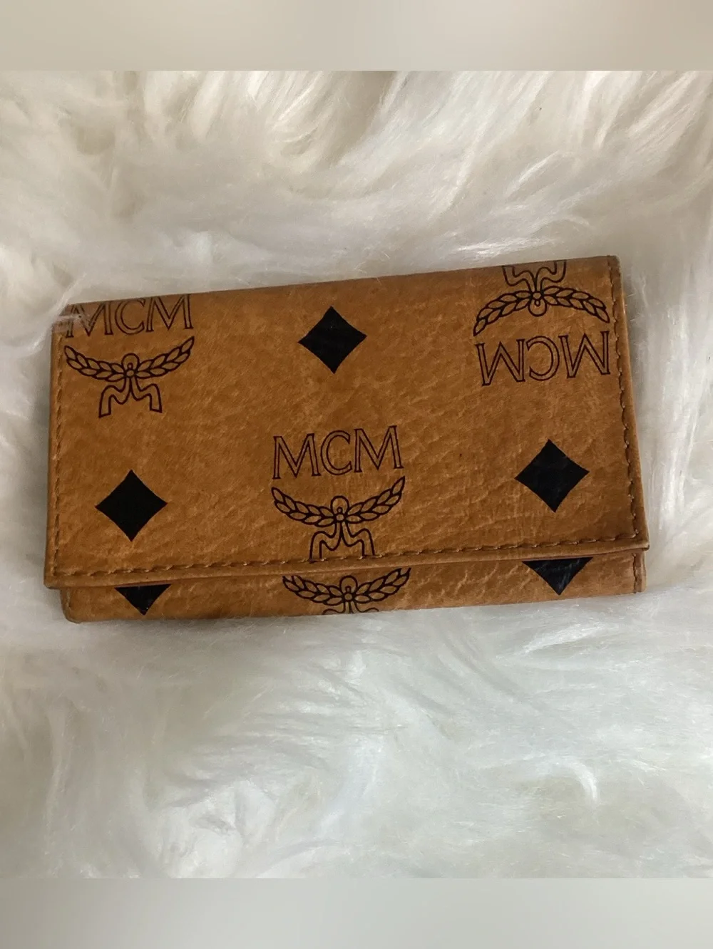 MCM Cognac Visetos Logo 4 keyholder